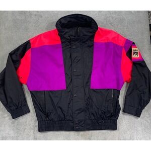 Vintage Solus Ski Jacket Adult Large Black Colorblock Mountain Outdoor Full Zip
